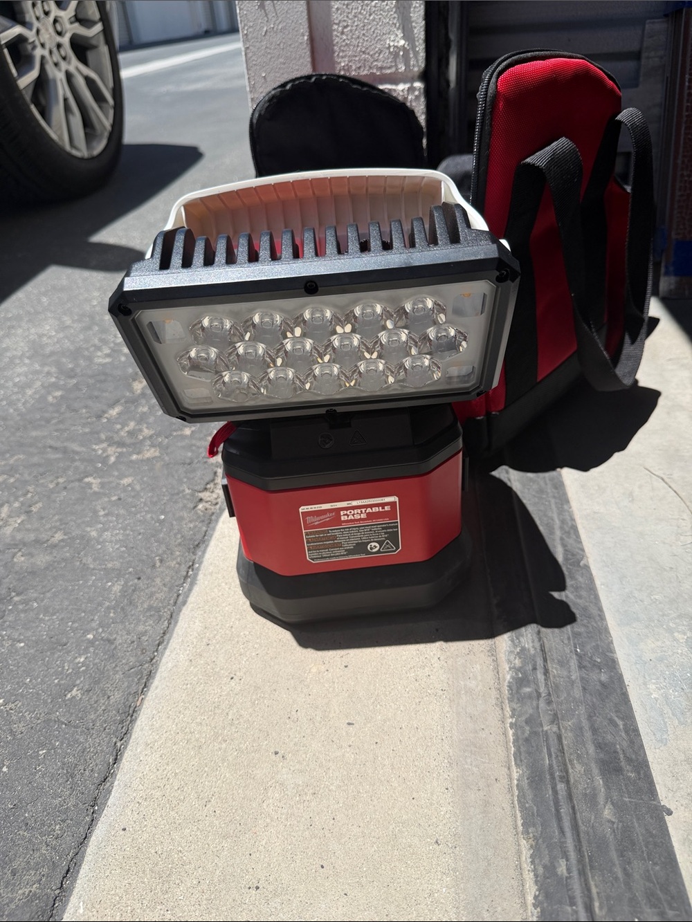 Red Portable LED Work Light - Rechargeable Spotlight